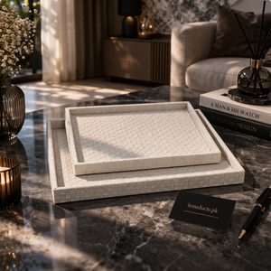 Premium Textured Decorative Serving Tray Set (2-Piece) – Luxury Coffee Table Organizer & Home Display Trays
