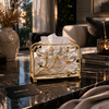 Luxury Crystal Gold Tissue Holder Stand – Premium Decorative Tissue Box Cover for Living Room & Table