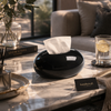 Luxury Glossy Pebble Tissue Box – Modern Black Tissue Holder for Living Room, Bedroom & Office