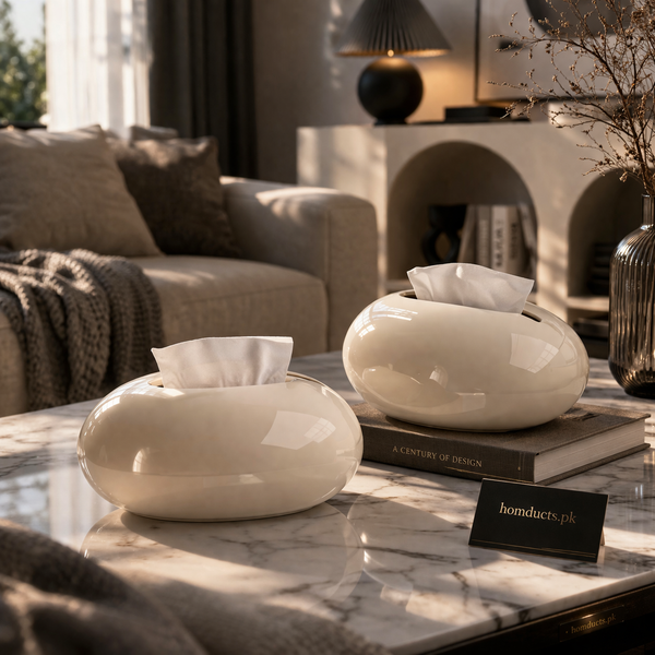 Luxury Pebble Shape Tissue Box – Modern Decorative Tissue Holder for Living Room, Office & Dining Table