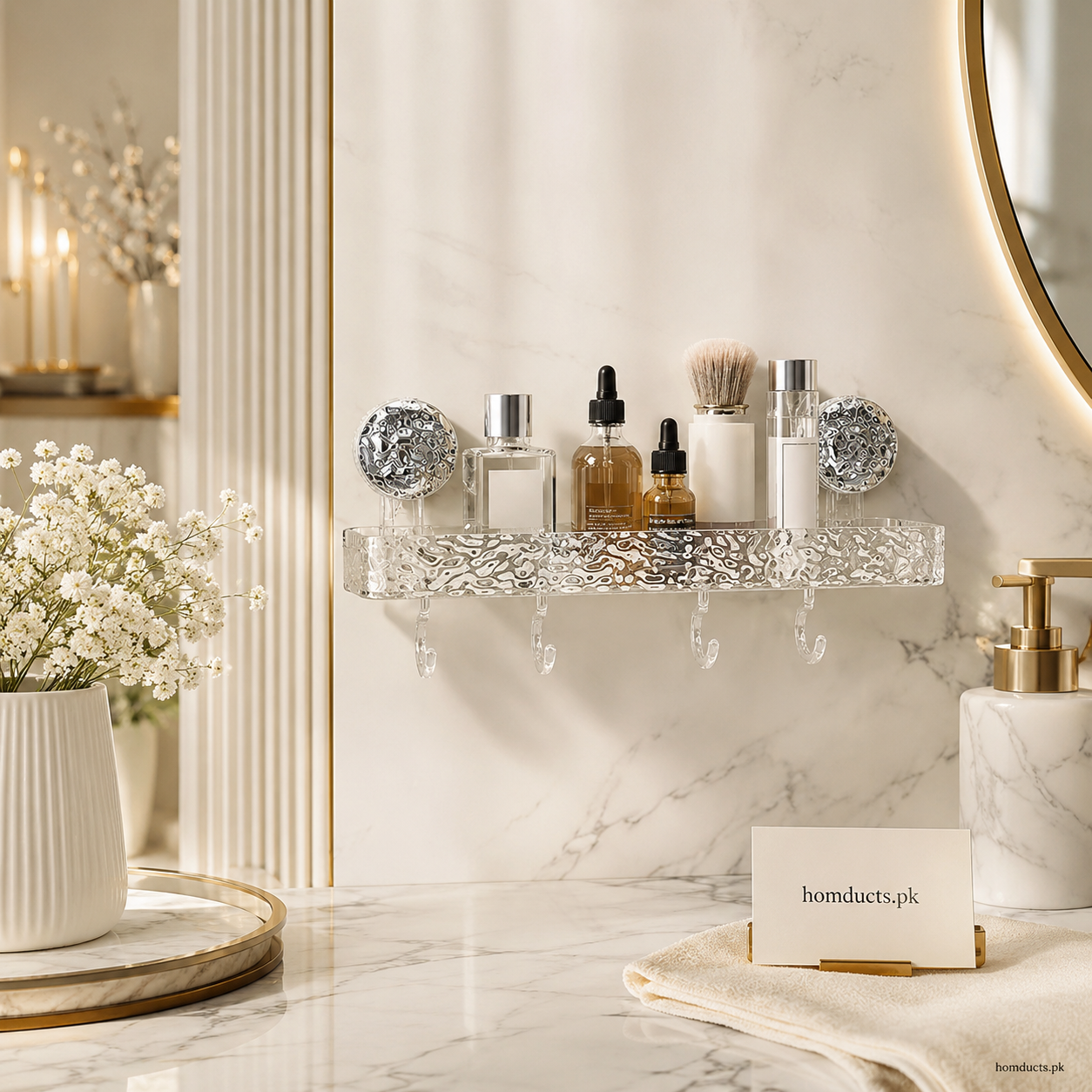 Luxury Suction Shelf With Hooks (High Quality)