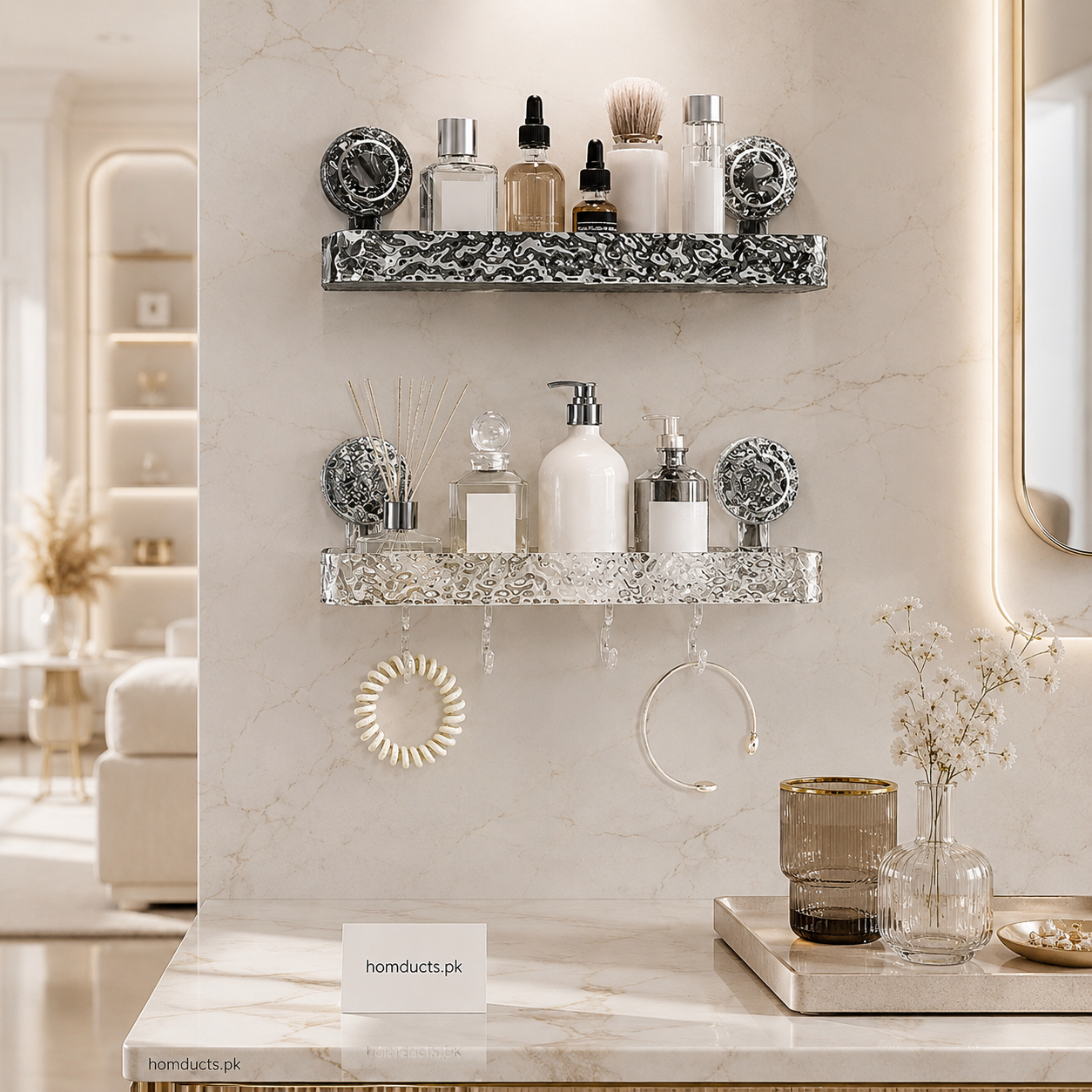 Luxury Suction Shelf With Hooks (High Quality)