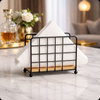 Luxury Metal & Wooden Napkin Holder | Modern Table Tissue Stand for Dining & Kitchen