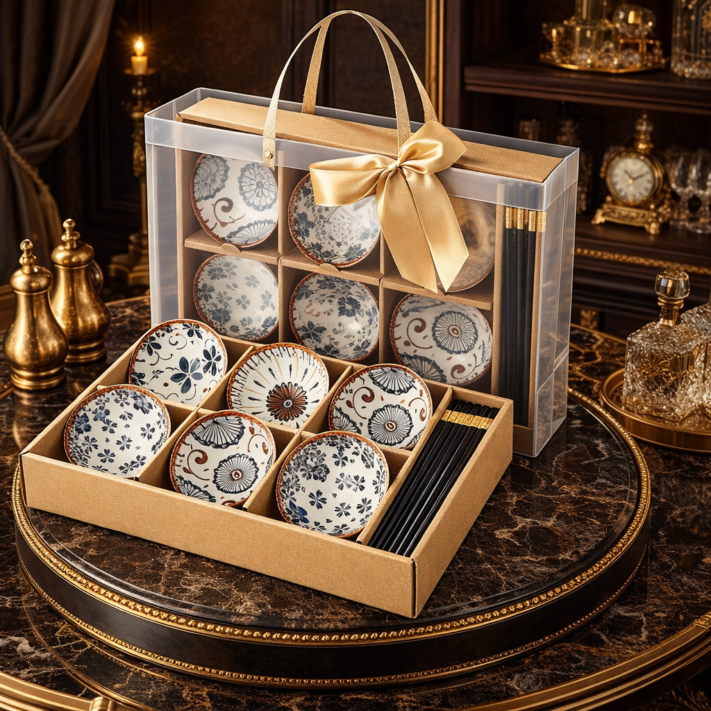 Luxury Japanese Ceramic Bowl & Chopsticks Gift Set (2 / 4 / 6 Pieces)