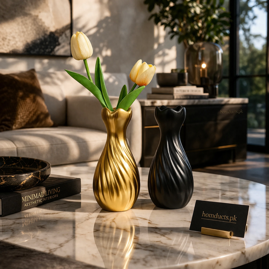 Luxury Twisted Tulip Decorative Vase – Modern Tabletop Flower Vase (1 Pc)
