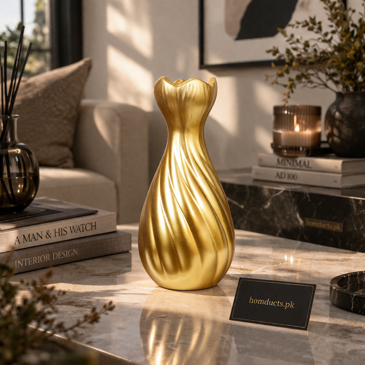 Luxury Twisted Tulip Decorative Vase – Modern Tabletop Flower Vase (1 Pc)