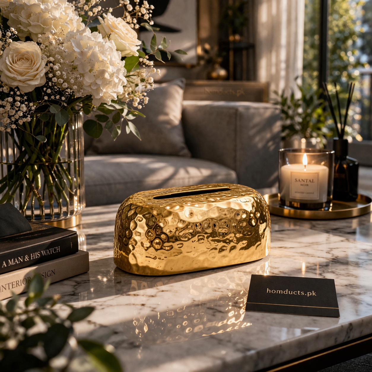 Luxury Hammered Gold & Silver Tissue Box Holder – 1pc Premium Decorative Dispenser