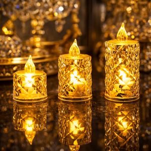 Luxury Crystal LED Flameless Candle Set (Set of 3) – Warm Glow Decorative Lights