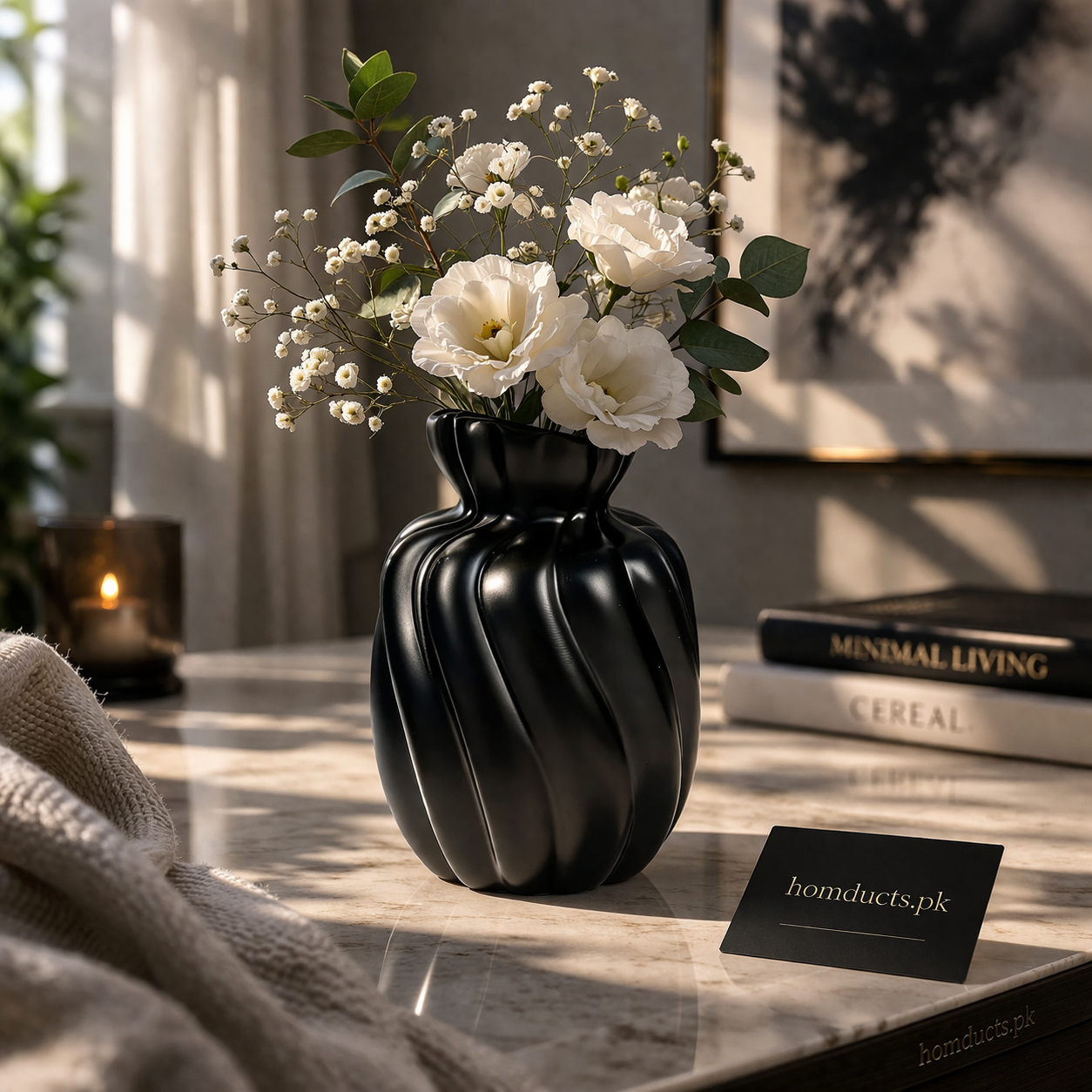 Luxury Sculpted Wave Ceramic Vase – Modern Decorative Flower Vase for Living Room & Tabletop (2 Variants)