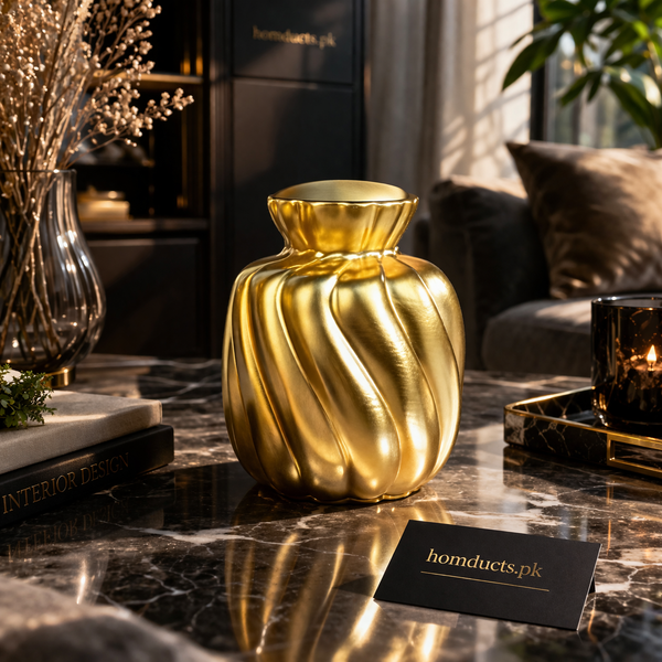 Luxury Sculpted Wave Ceramic Vase – Modern Decorative Flower Vase for Living Room & Tabletop (2 Variants)