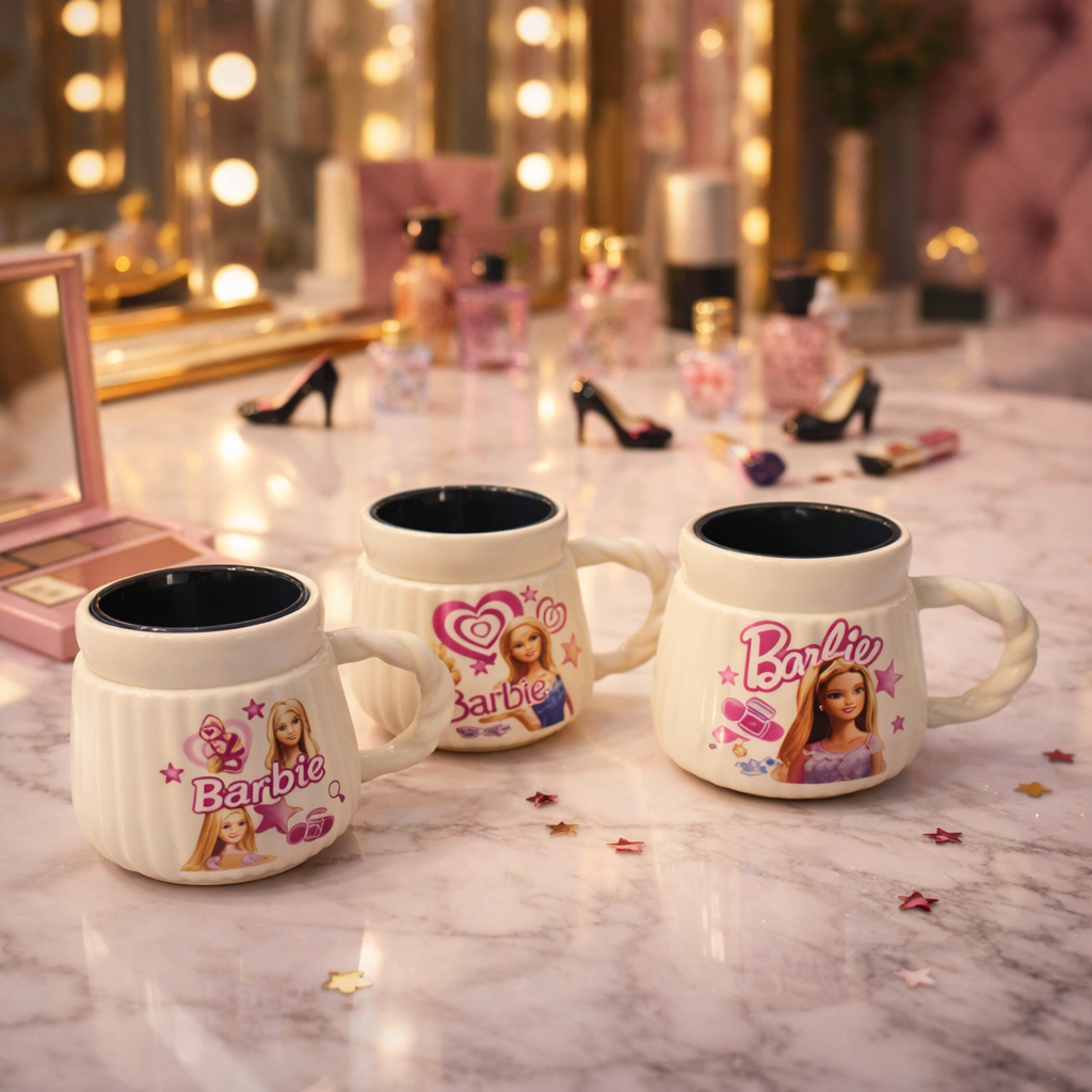 Premium Barbie-Inspired Ceramic Coffee Mug – Elegant Pink Design (1 PC)