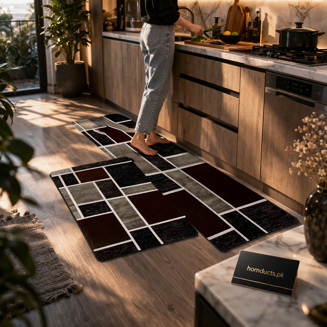 Luxury Anti-Slip Kitchen Floor Mat Set – Premium Absorbent Runner Rugs for Home & Kitchen (2 Pcs Set)