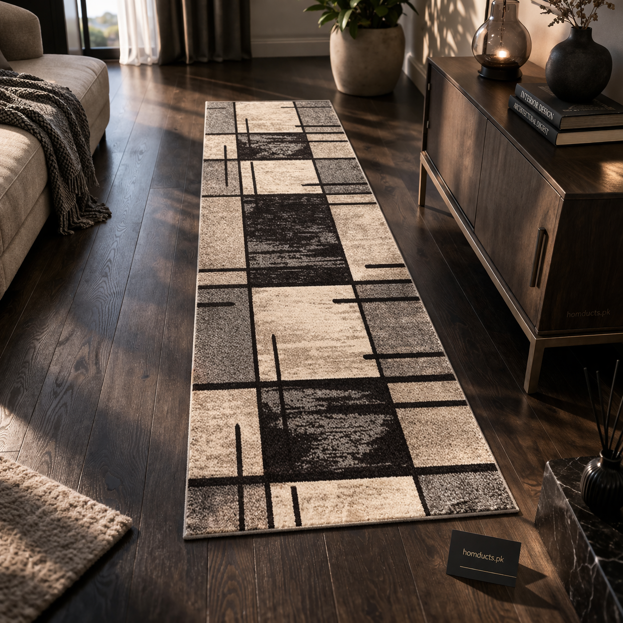 Luxury Geometric Runner Rug – Modern Abstract Anti-Slip Hallway & Kitchen Floor Carpet