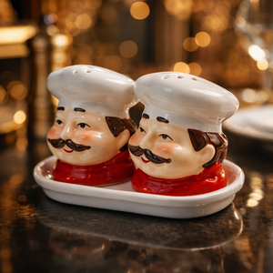 Luxury Chef Ceramic Salt Shaker Set – Elegant Kitchen Table Décor