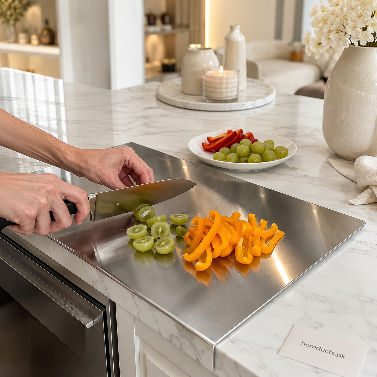Premium Stainless Steel Multipurpose Dough Rolling & Kitchen Prep Board – Large 50x40cm Non-Stick Food Preparation Surface
