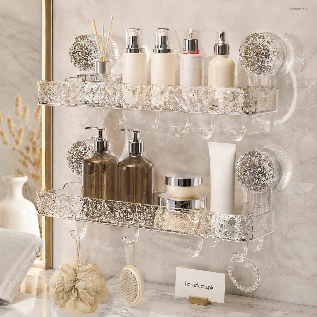 Luxury Suction Shelf With Hooks (High Quality)