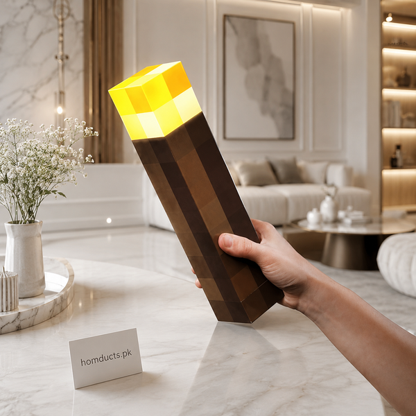 Minecraft Torch Lamp LED Night Light – Rechargeable Pixel Gaming Room Decor