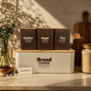 Luxury Metal Bread Box with Coffee, Sugar & Tea Canister Set – Premium Kitchen Storage Collection