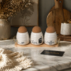 Premium 3 Pcs Ceramic Kitchen Storage Jar Set with Wooden Tray – Tea, Sugar & Coffee Containers