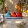 Le Creuset Style 3-Piece Ceramic Condiment Jar Set with Tray & Spoons