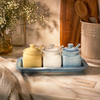 Luxury 3-Piece Ceramic Condiment Jar Set with Tray & Spoon – Premium Kitchen Storage Set