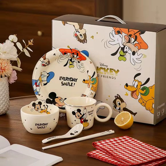 Original Disney Mickey & Friends Ceramic Dinnerware Set – Premium Kids Tableware Gift Set (Complete Meal Set)