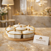 Luxury 5-Compartment Porcelain Dessert Serving Tray with Wooden Base