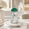 Bear Shape Glass Drinking Cup with Straw & Lid | Cute Teddy Bear Tumbler