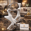 Luxury Abstract Couple Sculpture – Modern Ceramic & Chrome Art Décor