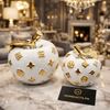 Luxury White & Gold Ceramic Apple Décor (Small OR Large – 1 Piece)