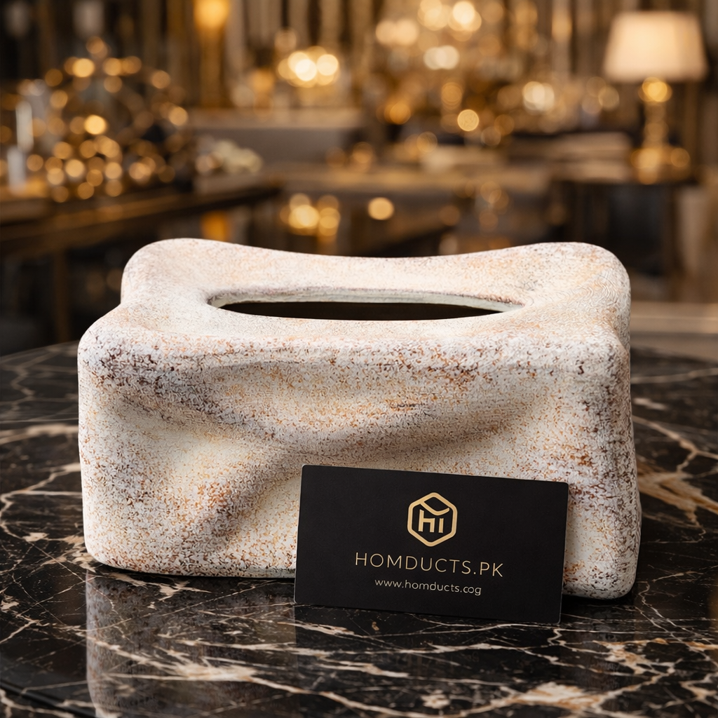 Luxury Textured Ceramic Tissue Box Cover – Premium Home Décor Accessory