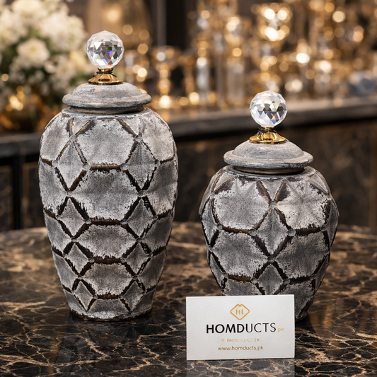 Luxury Crystal-Top Decorative Storage Jar – Large & Small Sizes