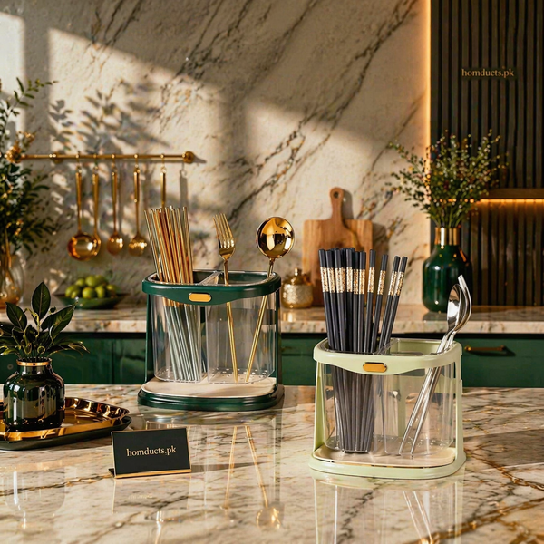 Premium Wall-Mounted Cutlery Holder with Drain Tray – 1 Pc Kitchen Utensil Organizer