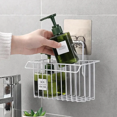 Wall Mounted Kitchen Sink Sponge Holder Basket – Rustproof Iron Soap & Scrubber Organizer Rack