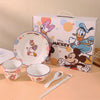 Disney Daisy Duck 5-Piece Kids Dinner Set – Premium Ceramic Plate, Bowl, Cup, Spoon & Chopsticks Gift Set