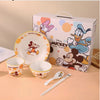 Disney Mickey Mouse 5-Piece Kids Dinner Set – Premium Ceramic Plate, Bowl, Cup, Spoon & Chopsticks Gift Set (Mickey & Friends Edition)