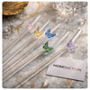 Butterfly Charm Glass Straw Set – 6Pcs Reusable Straws with Cleaner