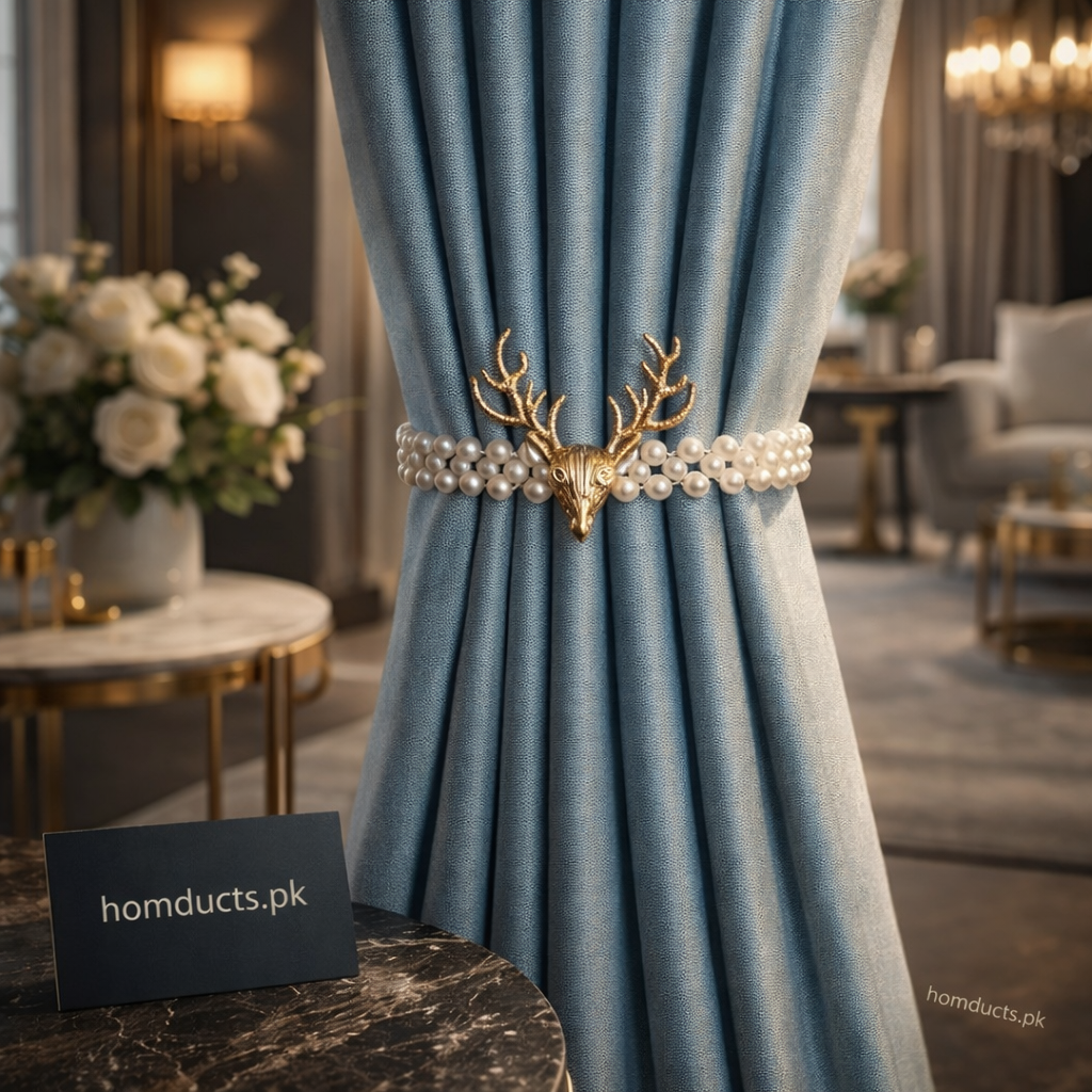 Luxury Deer Pearl Curtain Tieback Clip – Elegant Curtain Holder Pair