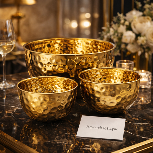 Luxury Hammered Gold Serving Bowl – Premium Metal Bowl (13 / 17 / 21 cm)