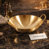 Premium Handcrafted Brass Wok (Kadai) with Dual Handles – Heavy-Duty Luxury Cookware