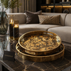 Premium Luxe Leaf Pattern Serving Tray Set – 2 Piece Elegant Decorative Platters