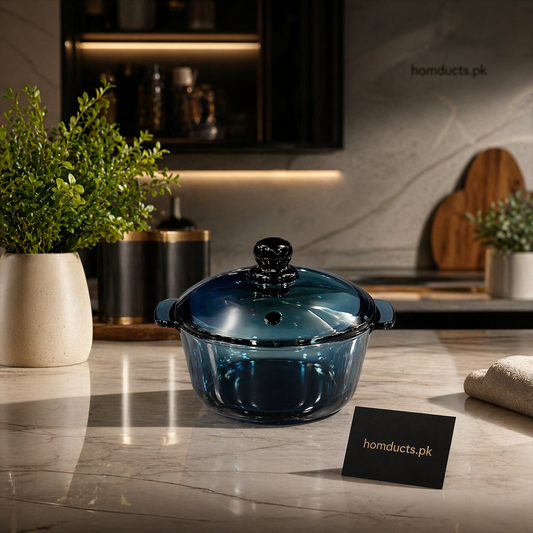 Premium Heat-Resistant Glass Soup Pot with Lid – Elegant Cooking & Serving Bowl