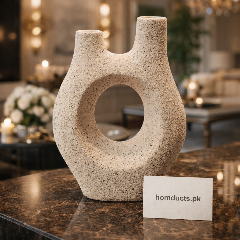Luxury Textured Ceramic Loop Vase – Modern Minimalist Home Décor