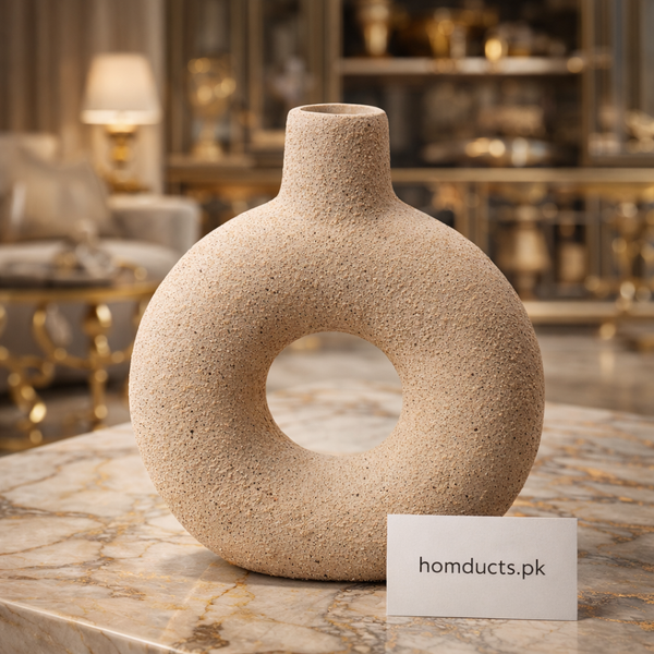 Luxury Minimalist Donut Ceramic Vase – Modern Sculptural Home Décor | Homducts.pk