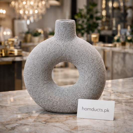 Luxury Nordic Stone Loop Vase – Modern Minimalist Decorative Ceramic Vase