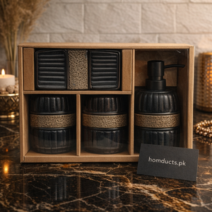 Luxury 4-Piece Black & Bronze Bathroom Accessories Set
