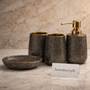 Luxury Stone Bathroom Accessories Set with Gold Soap Dispenser – 4-Piece Premium Bathroom Set | Homducts.pk