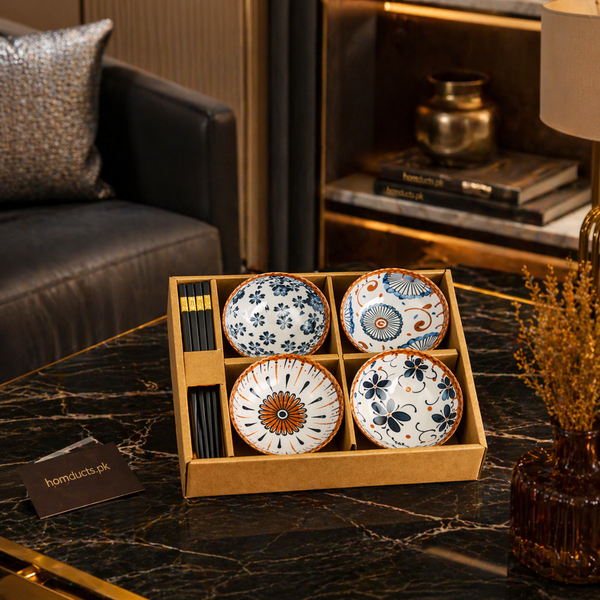 Luxury Japanese Ceramic Bowl & Chopsticks Gift Set (2 / 4 / 6 Pieces)