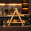 Premium Foldable 2-Tier Wooden Serving Stand – Kitchen Counter Organizer & Display Rack