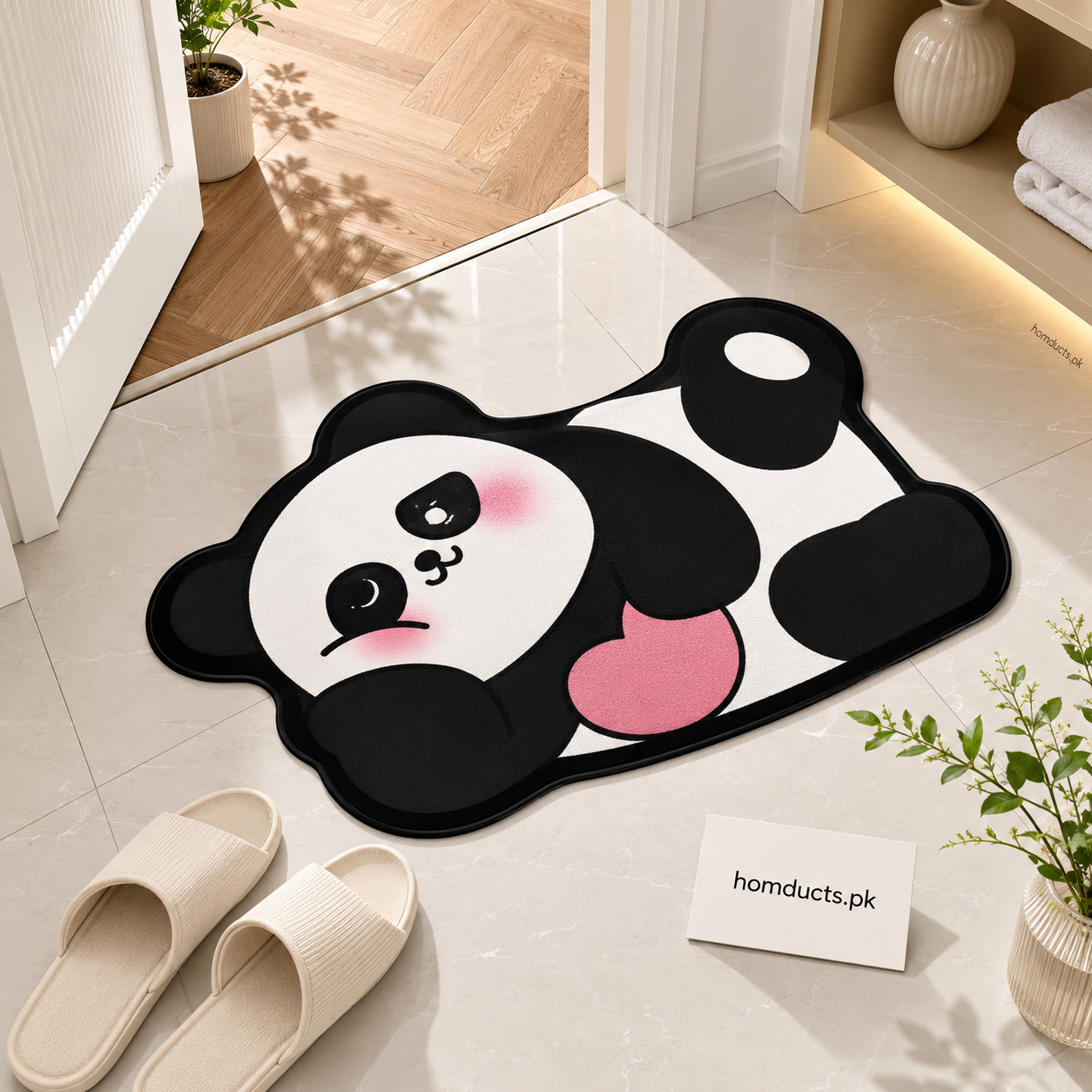 Cute Panda Shaped Non-Slip Floor Mat | Soft Cartoon Entrance & Bedroom Rug